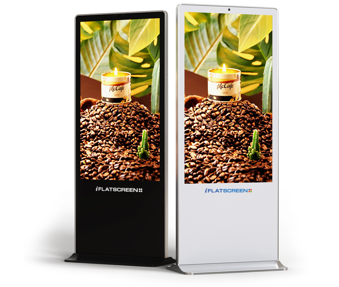 Modelli totem digitale Iflatscreen, colore bianco o nero Serie FS LCD-i